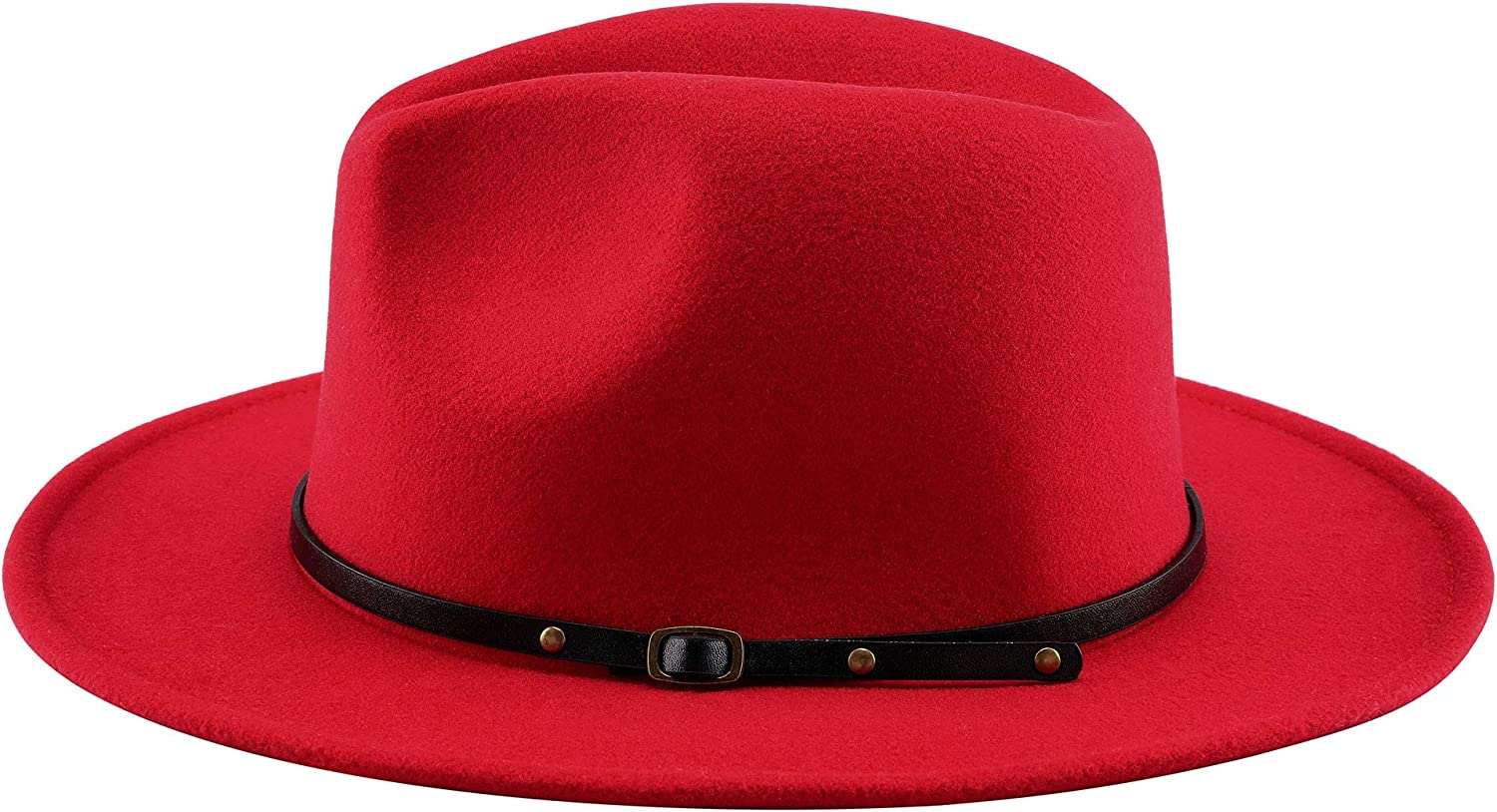 Two Tone Red Bottom Wide Brim Wool Felt Fedora Hat 