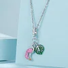 Flamingo & Turtle Pendant Charm for Bracelet and Necklace 925 Sterling Silver