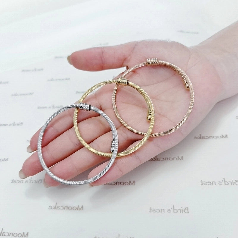 Casual Minimalist Solid Color 304 Stainless Steel Bangle In Bulk