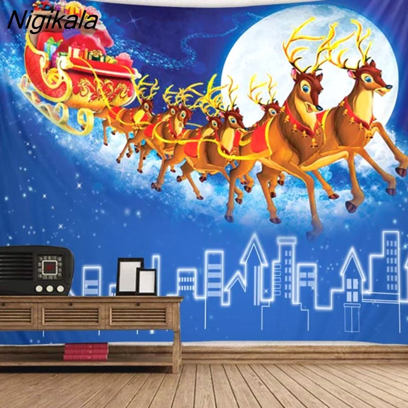 Nigikala Day Decorative Print Tapestry Bedroom Living Room Wall Hanging Tapestry Home Decor Xmas Mat for Christmas New Year