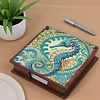 Wooden DIY Seahorse Diamond Painting Kit Note Box with 160 Papers for Office