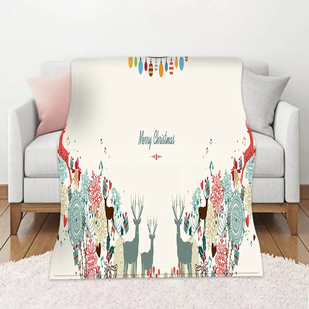 Christmas Blanket Winter Warm Decorative Sofa Living Room Rest Bed To Sleep Flannel Printed Pattern Home Blanket