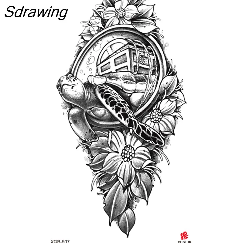 Sdrawing Waterproof Lasting Temporary Tattoo Flower Arm Tattoo Stickers Dark Hot Girl Snake Tiger Lion Fake Tattoo for Women Gifts 328-0