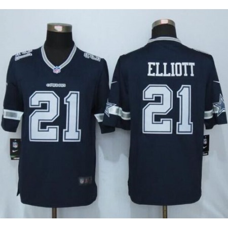 Cowboys #21 Ezekiel Elliott Navy Blue Team Color Men's Stitched NFL Limited Jersey