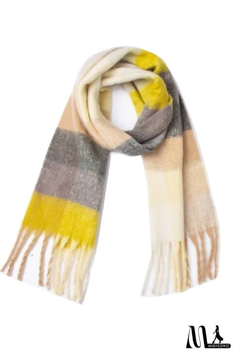 MidiSono - Fringe Detail Polyester Scarf