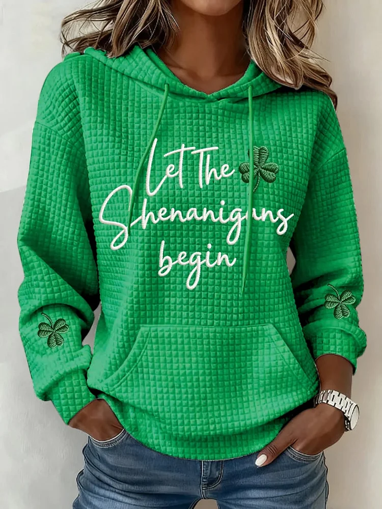 Women's  Let Shenanigans Begin Printed Hooded Sweatshirt  socialshop