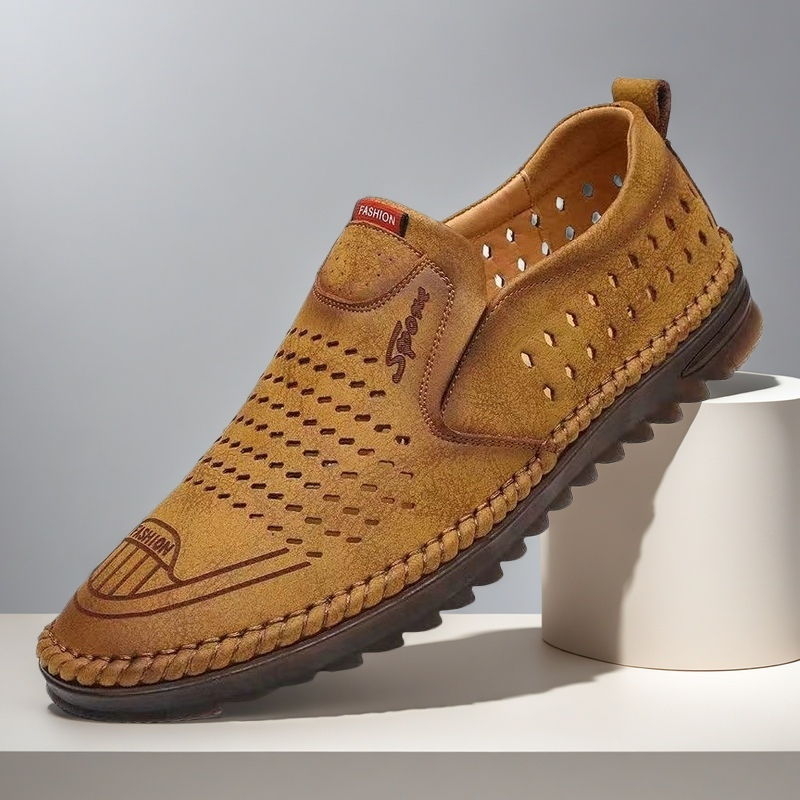 Arkget Shoes | Men's Leather Breathable Hollow-Out Casual Loafers