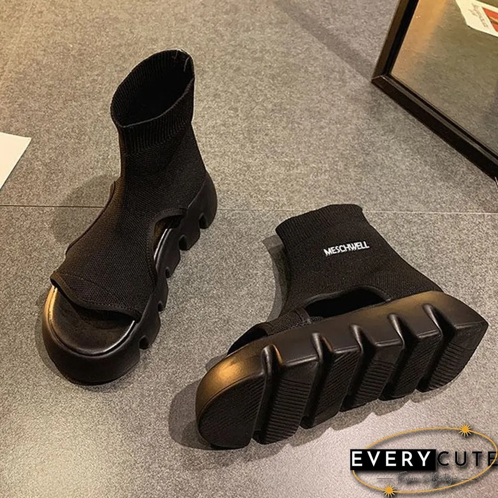 Summe Cool Zapatos Mujer Boots Female Slides-Stretch Fabric 5cm Platform Sandals Women