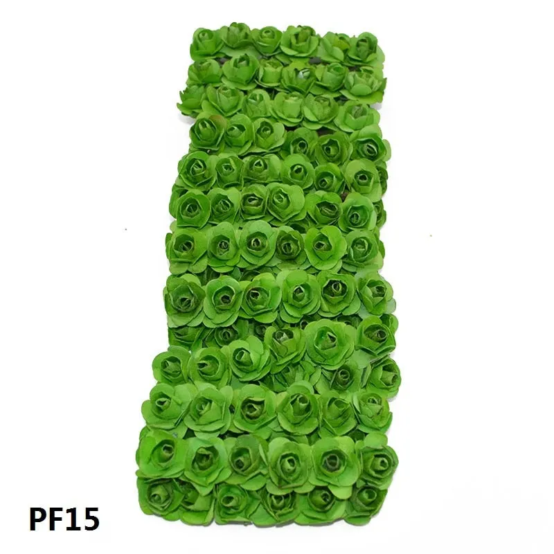 72Pcs/lot 2CM Multicolor Paper Artificial Flowers Mini Rose Flower Head Wedding Bouquet Scrapbooking Party Home Decoration