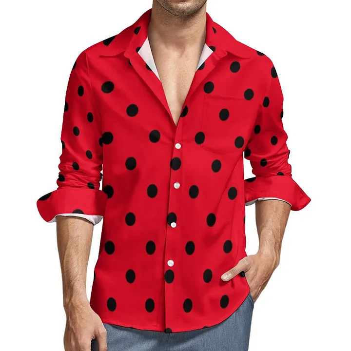 red and white polka dot dress shirt Red Polka Dot Shirt: Mens White Cotton Button-Down
