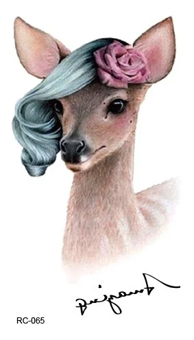 25 Different Waterproof Temporary Tattoo Stickers Fawn Deer Head Fake Tatto Geometric Animal Flash Hand Tatoo For Women Men