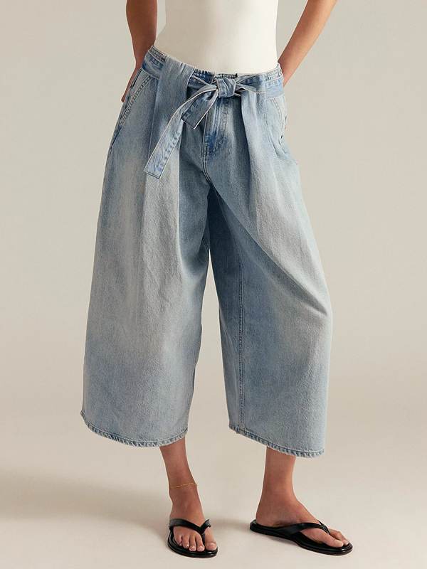 Relaxed Comfort Drawstring Cropped Jeans tjj Shicloths