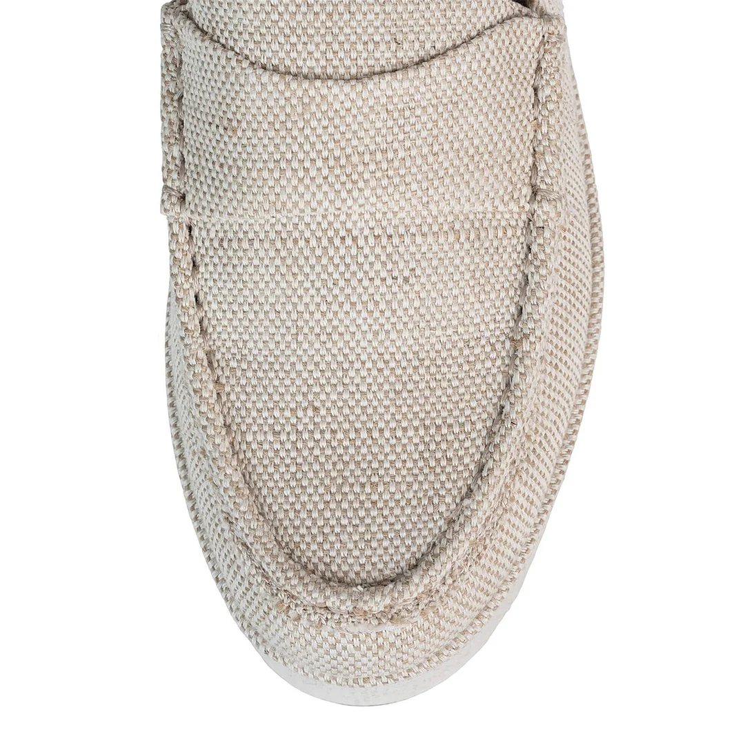 Women's Gray Textile Almond Toe Platform Loafers with Wedge Heel