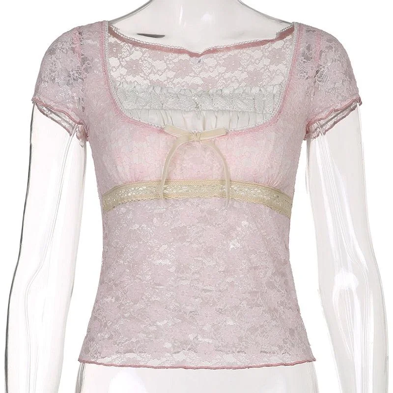 Brownm Lace Detailed Top