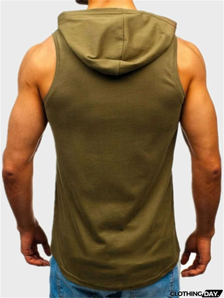 Popular Pullover Sports Fitness Sleeveless Hoodie Mens