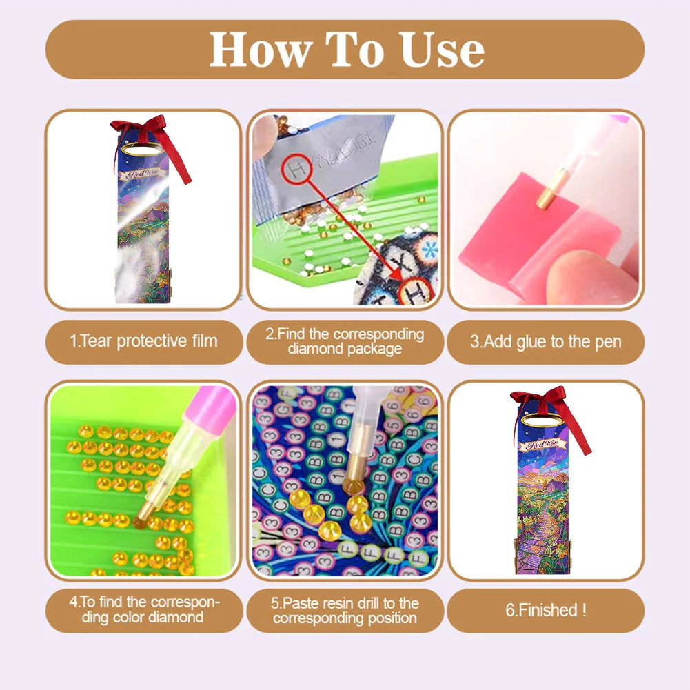 Wooden 5D/DIY Diamond Painting Art Wine Bag Kit for Party Wine Decor (Landscape)