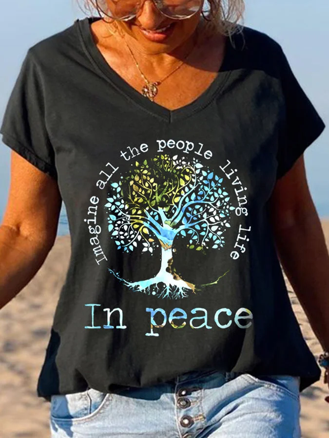 Imagine All The People Living Life Tree Of Life Graphic Tees