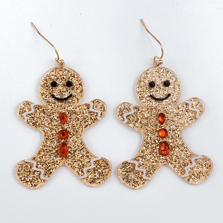 Christmas Gold Gingerbread Man Acrylic Earrings 2024 - Flycurvy 