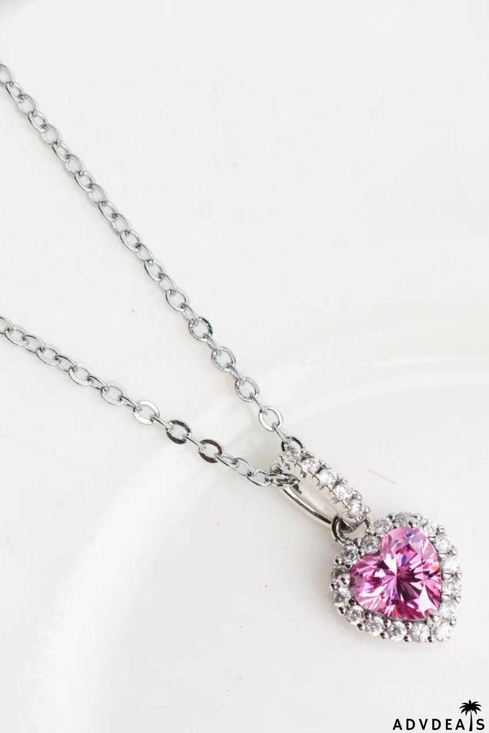 1 Carat Moissanite Heart Pendant Necklace