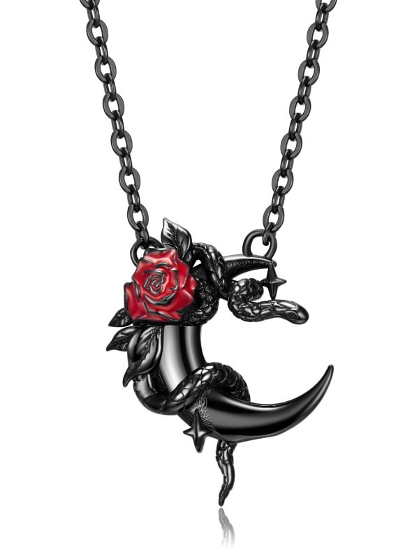 Snake with Rose Goth Necklace