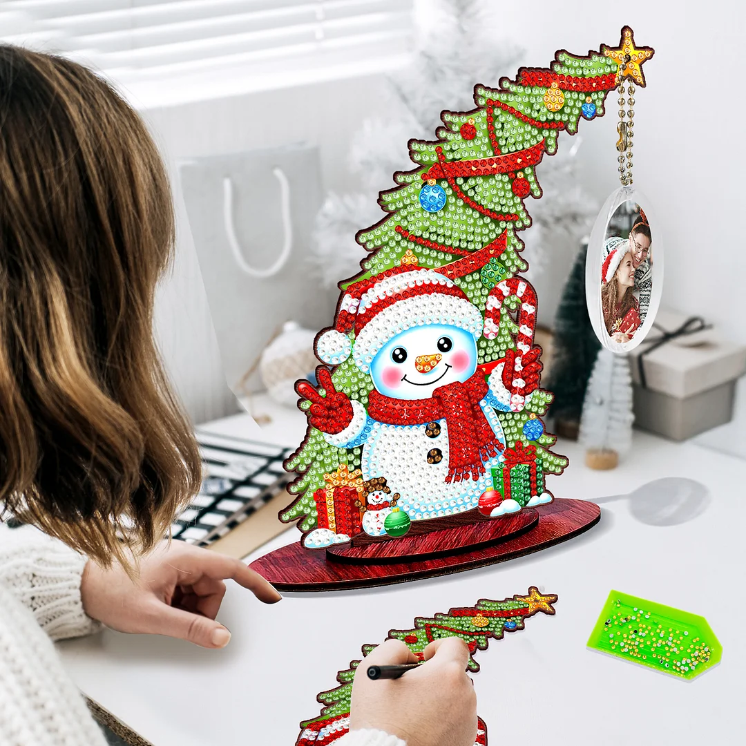 Photo Christmas Tree 5D DIY Diamond Art Tabletop Wood Decorations Ornament Kits