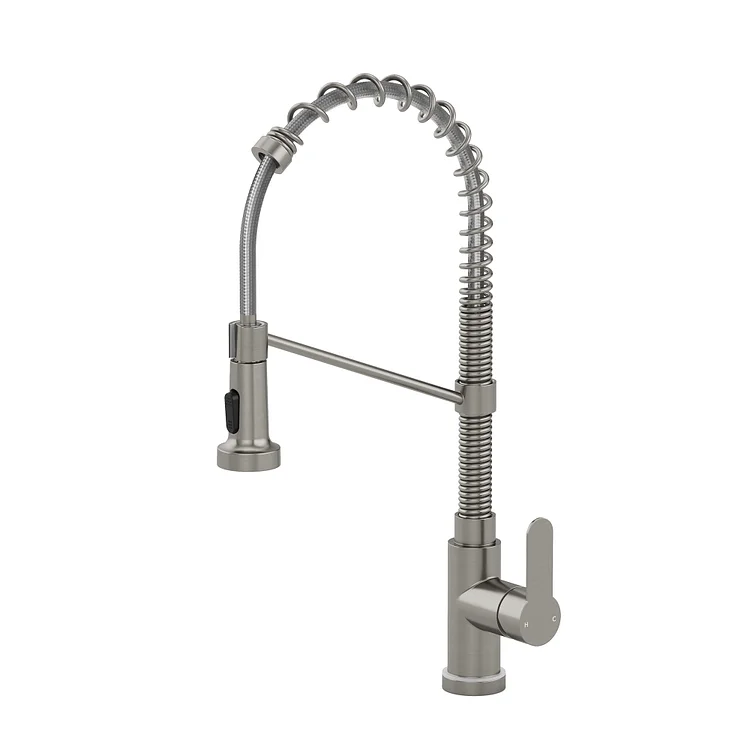 EVERSTEIN Pull Down Kitchen Faucet with LED & Spring Neck Brushed Nickel