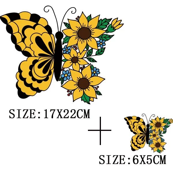 Colorful Butterfly Iron On Transfer For Clothing A-level Washable Thermal Sticker Beautiful Flower Patches On Clothes Decoration