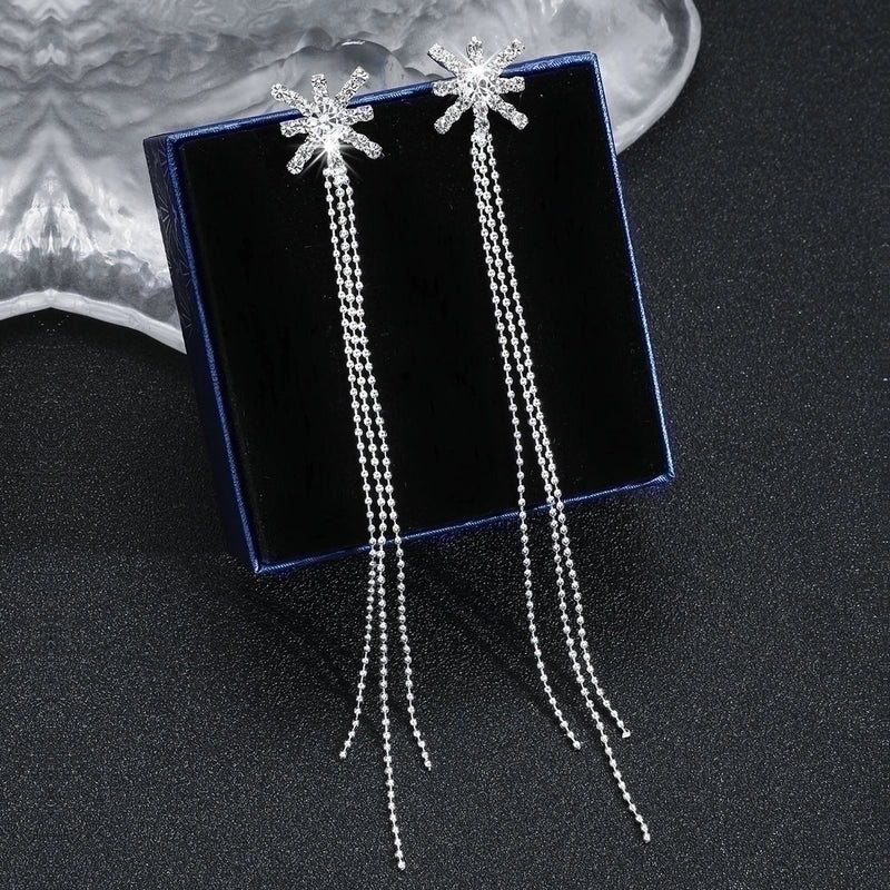 1 Pair Exaggerated Geometric Rhinestone Drop Earrings