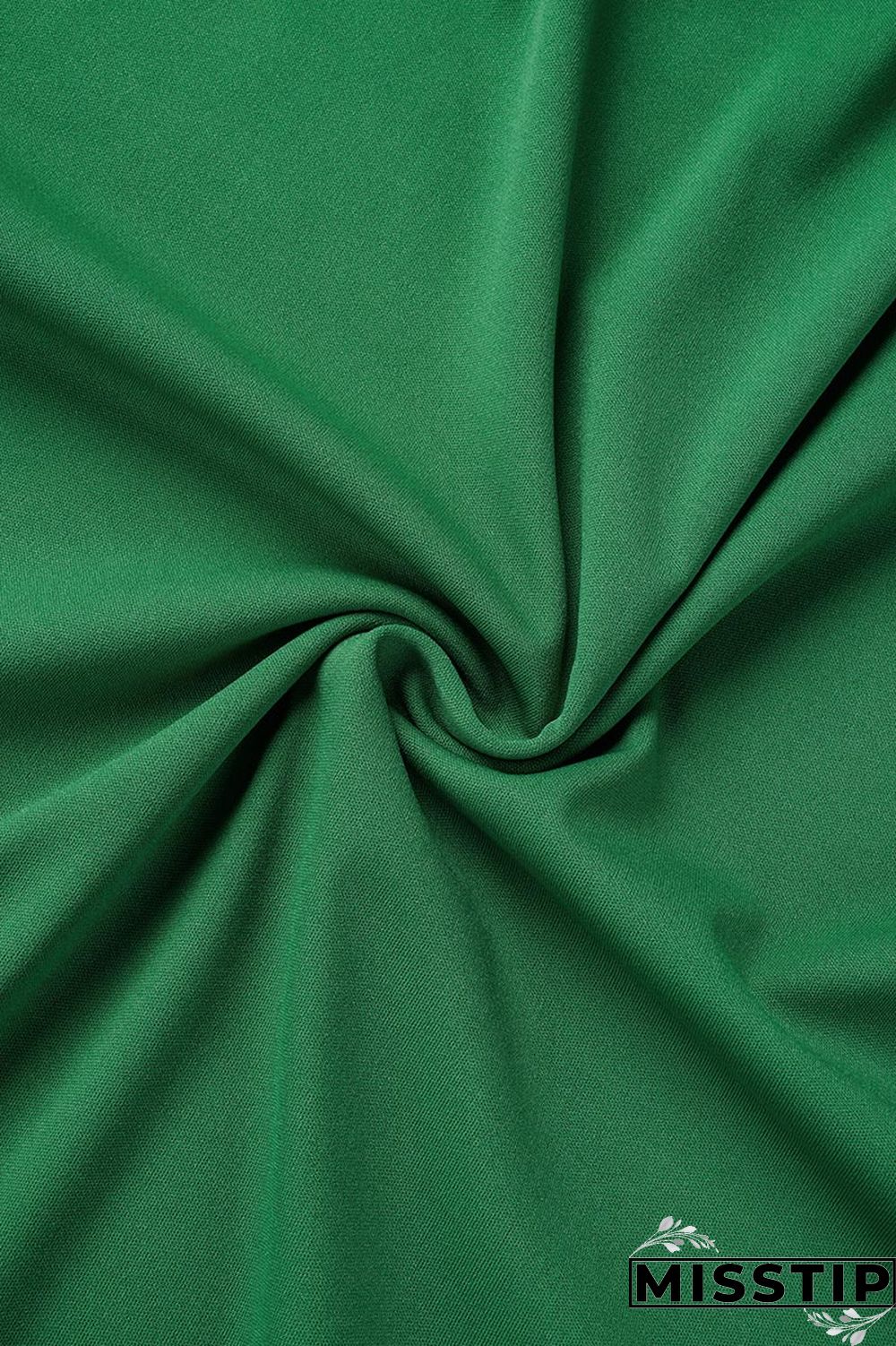 Green Casual Solid Patchwork Asymmetrical Stringy Selvedge O Neck Straight Plus Size Dresses