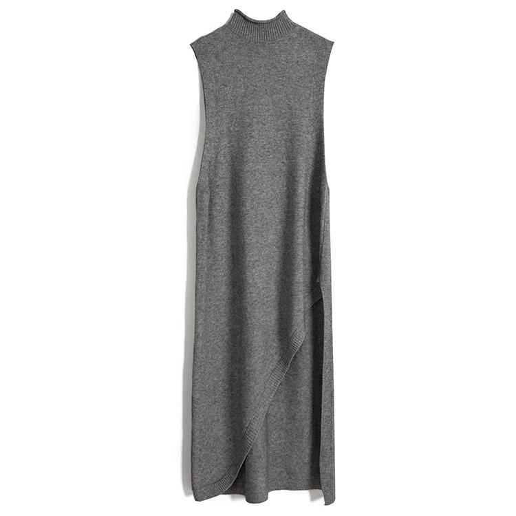 Elegant Solid Color Side Split Vest Dress