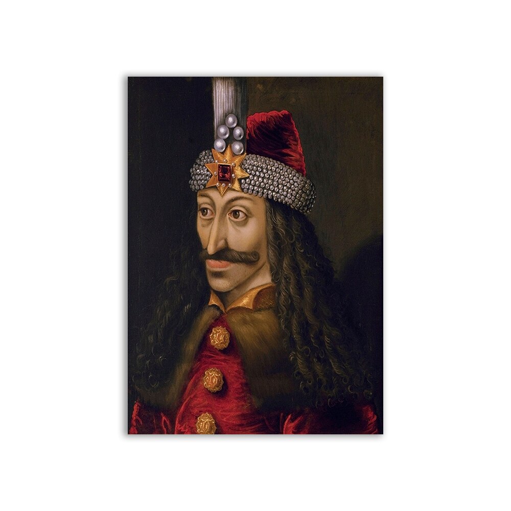 Cotton Tshirt Prince Vlad Tepes of Wallachia – Dracula portrait, medieval piercer, vampire print, poster t -shirt Tee