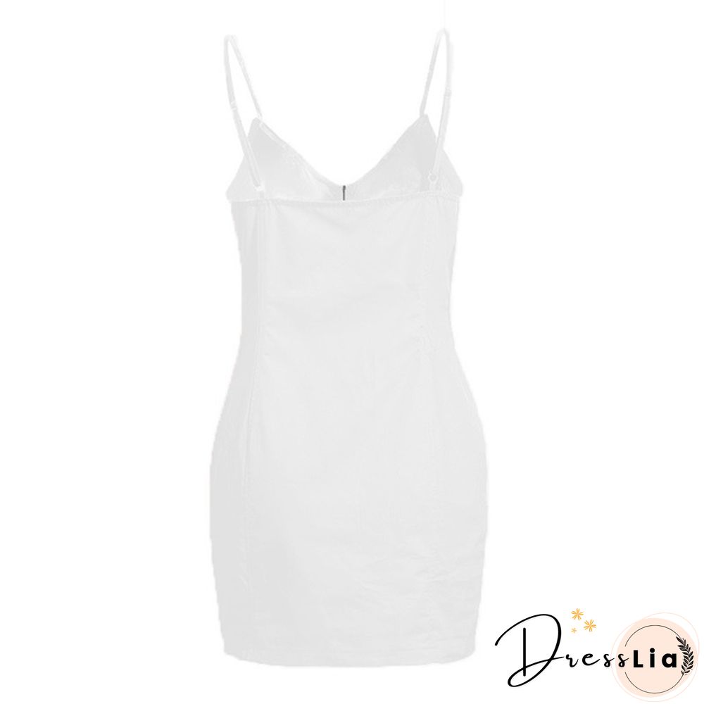 Sexy Dress Women Summer Casual Solid Mini Sleeveless Dresses Club Party V-neck Streetwear Dress