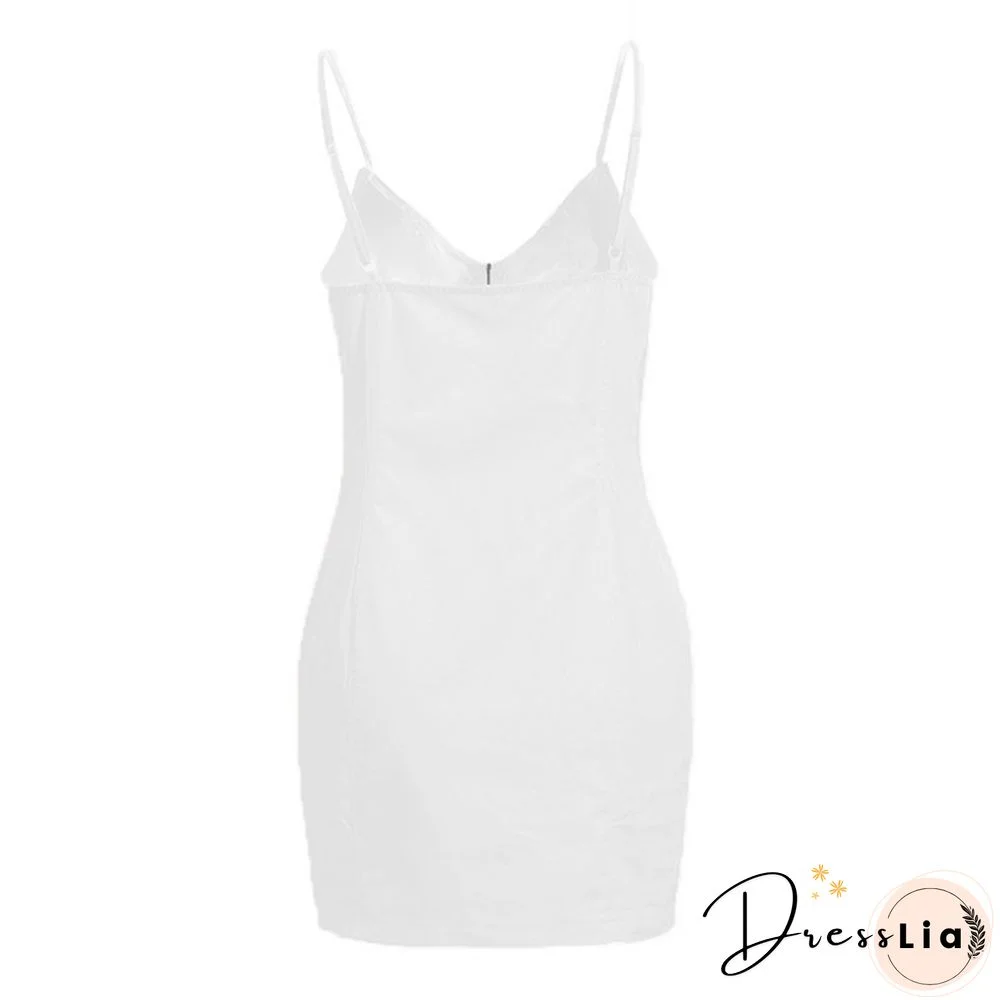 Sexy Dress Women Summer Casual Solid Mini Sleeveless Dresses Club Party V-neck Streetwear Dress