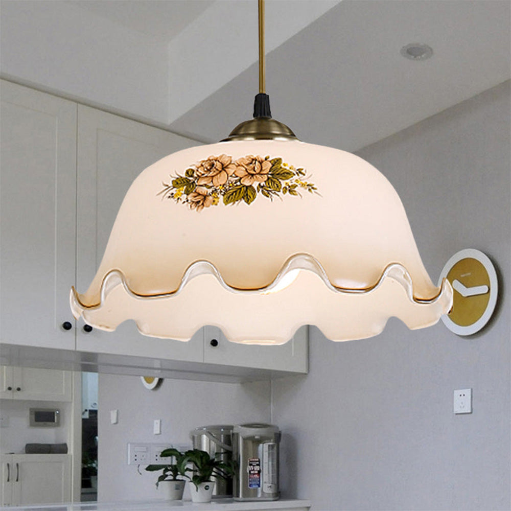 Medieval Flower Pattern Glass Pendant Light