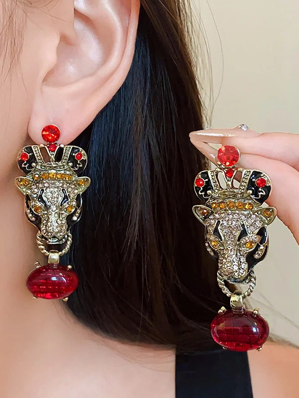 Rhine Stones Geometric Drop Earrings