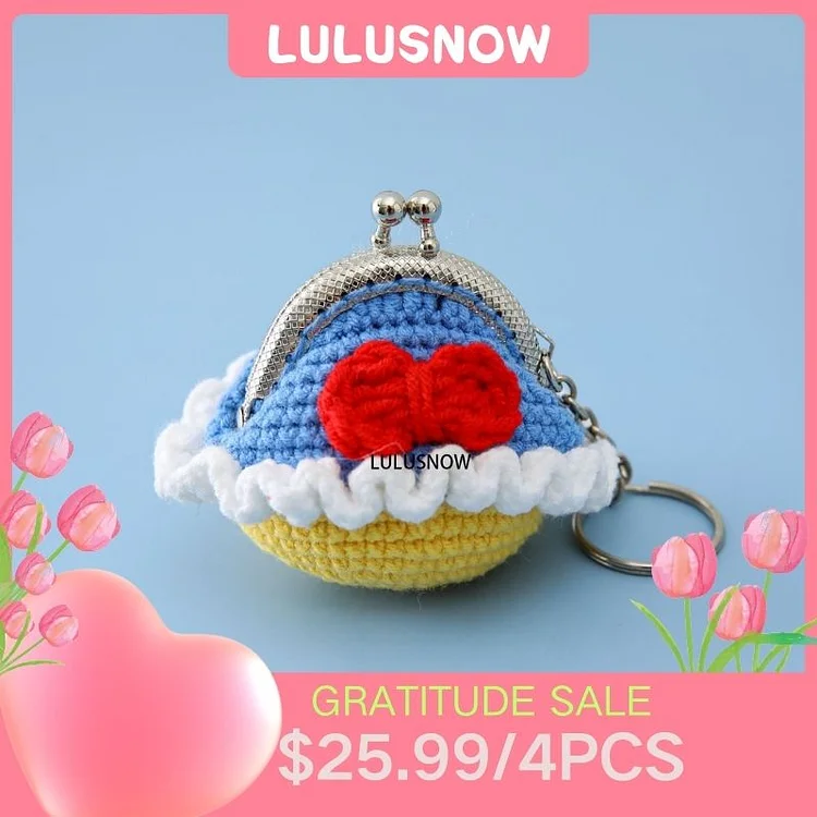 Lulusnow Handmade  Snow White CARTOON Small Money Pouch  Crochet Coin Purse Keychain Bag Pendant Gift for Her/Friend/Kids/Christmas/Easter