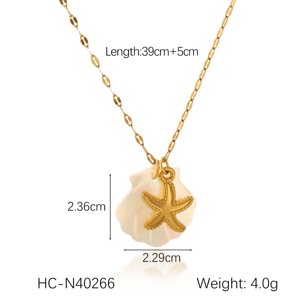 18K Gold Stainless Steel Starfish Seahorse Ocean Style Shell Pendant Necklace Ins Style Niche Design Clavicle Chain