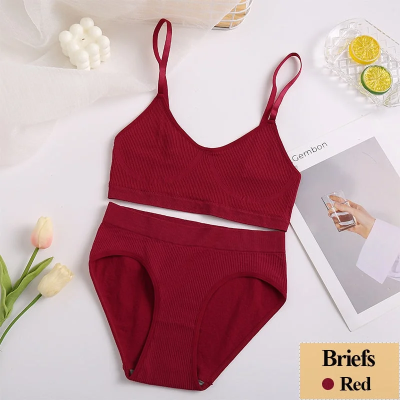 New Women Bra Panties Set Sexy Push Up Bralette Female Fitness Seamless Underwear Sports Lingerie Brassiere Girls Tank Crop Top