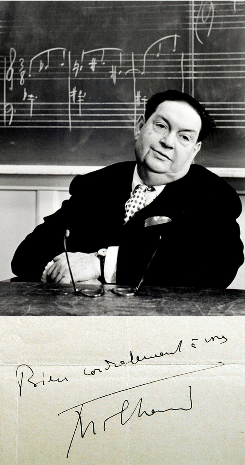 JEWISH Composer DARIUS MILHAUD Hand SIGNED AUTOGRAPH LETTER + Photo Poster painting + MAT - ALS