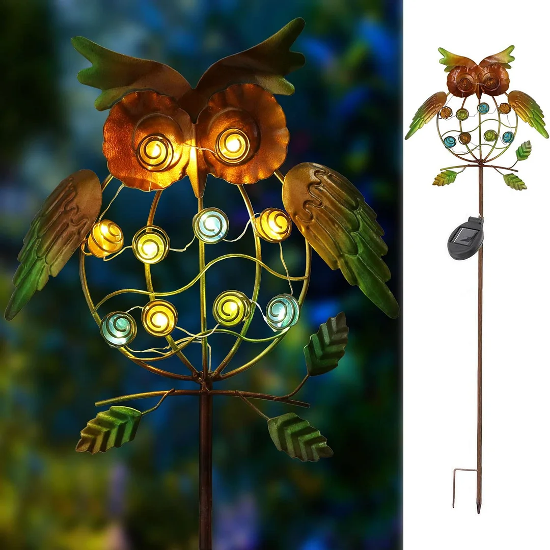Creative Metal Owl Solar Lights Outdoor Garden Animal Decoration