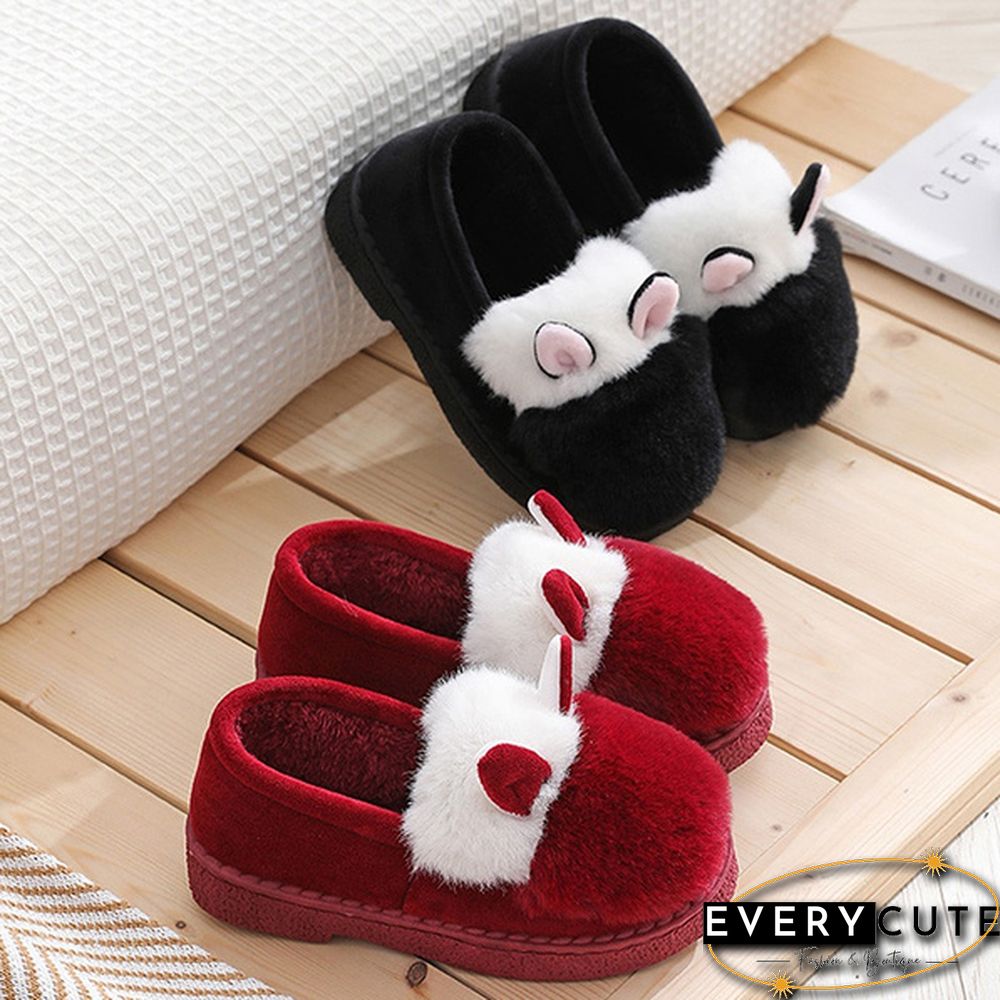 Fashion Autumn Winter Cotton Slippers Rabbit Ear Home Indoor Slippers Winter Warm Shoes Womens Cute Plush Slippers Office Shoes