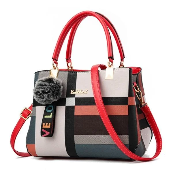 Casual Shoulder Bag Fashion Plaid Stitching Wild Handbag