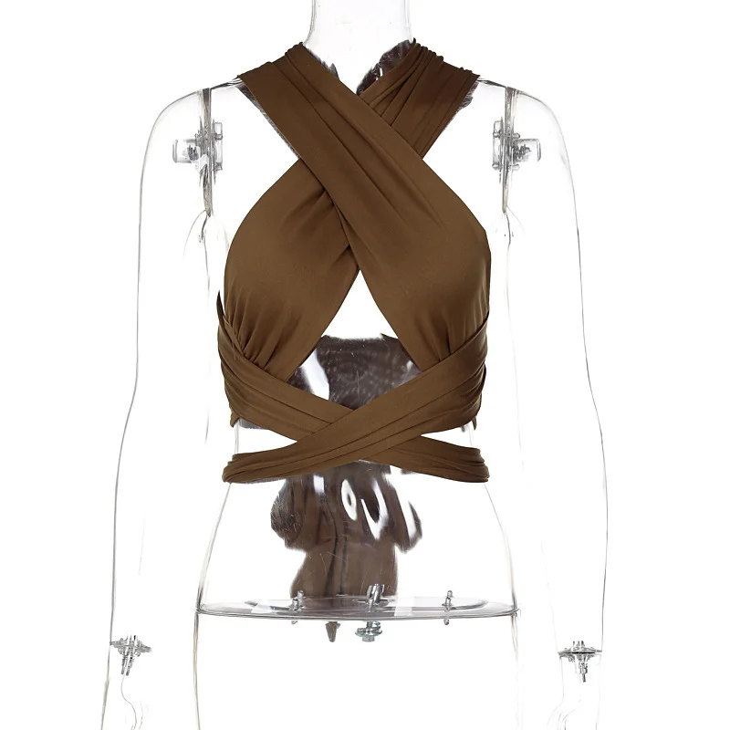 Churchf Churchf 2024 New Sexy Cross Hanging Neck Wipe Chest Small Vest Female Tide