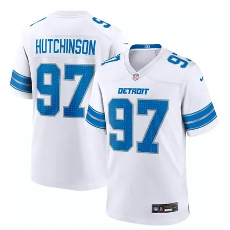 Detroit Lions  Road Game Jersey #97 Aidan Hutchinso Mens