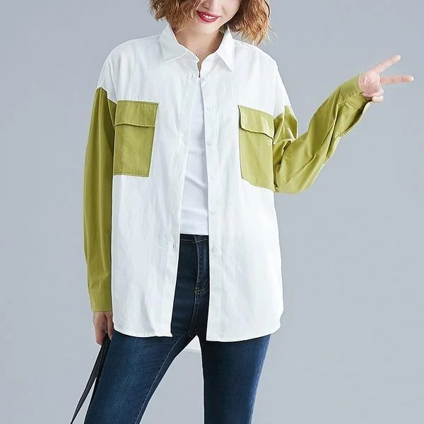 omychic cotton autumn vintage korean style plus size Casual loose shirt women blouse 2020 clothes ladies tops streetwear