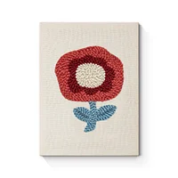 Red Flower with Blue Leaves - Punch Needle