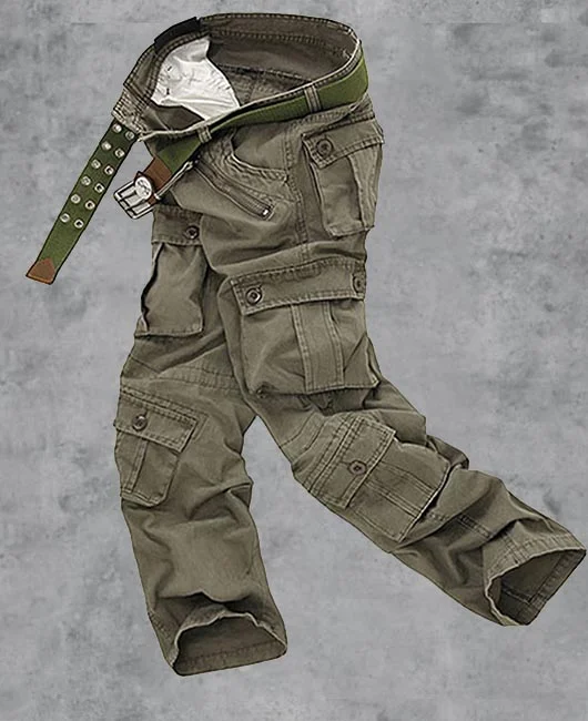 Casual Straight Leg Multi-Pocket Button camouflage  Cargo Pants 