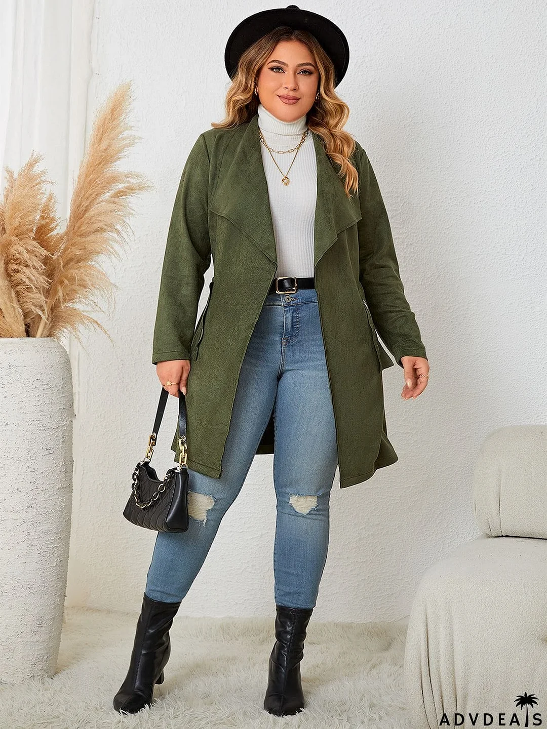 Plus Size Tie Back Trench Coat