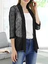 Vibrant V-Neck Crochet Cardigan - Elegant 3/4 Sleeve Mesh Slim Fit, Breathable, Casual, Comfortable, Women's Fashion Clothing for Daily Wear