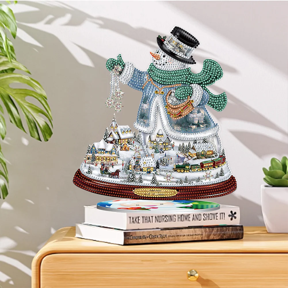 5D DIY Snowman Diamond Xmas Decor Rounded+Shaped Drill Christmas Ornament